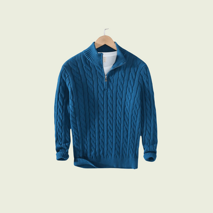 Men’s Heavy Cable Knit Quarter Zip Sweater