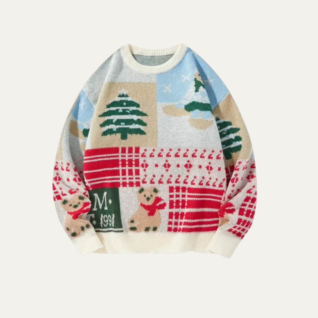 Women’s Festive Patchwork Christmas Knit Sweater