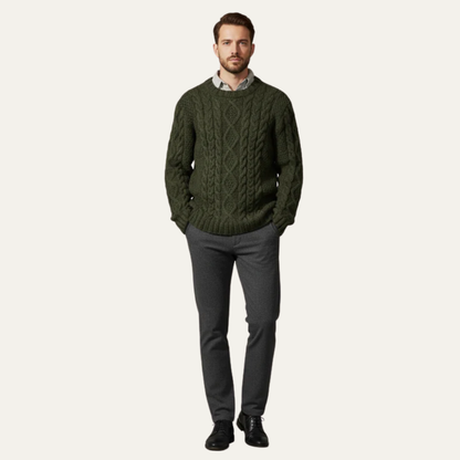 Men’s Chunky Cable Knit Crewneck Sweater