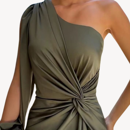 Women's Satin One-Shoulder Evening Dress