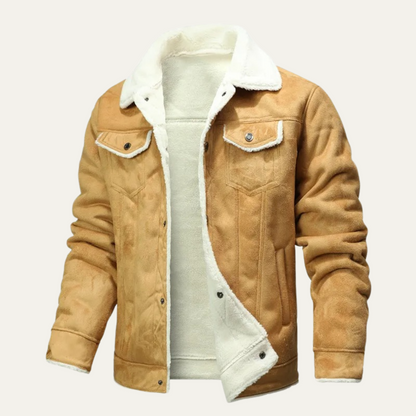 Men’s Faux Suede Shearling Lined Jacket
