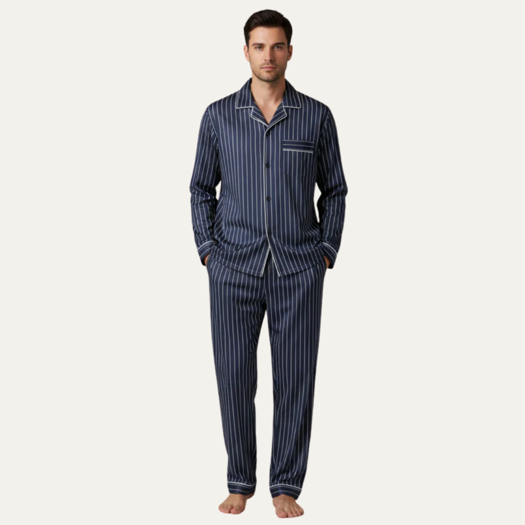 Men’s Window Pane Pattern Pajama Set
