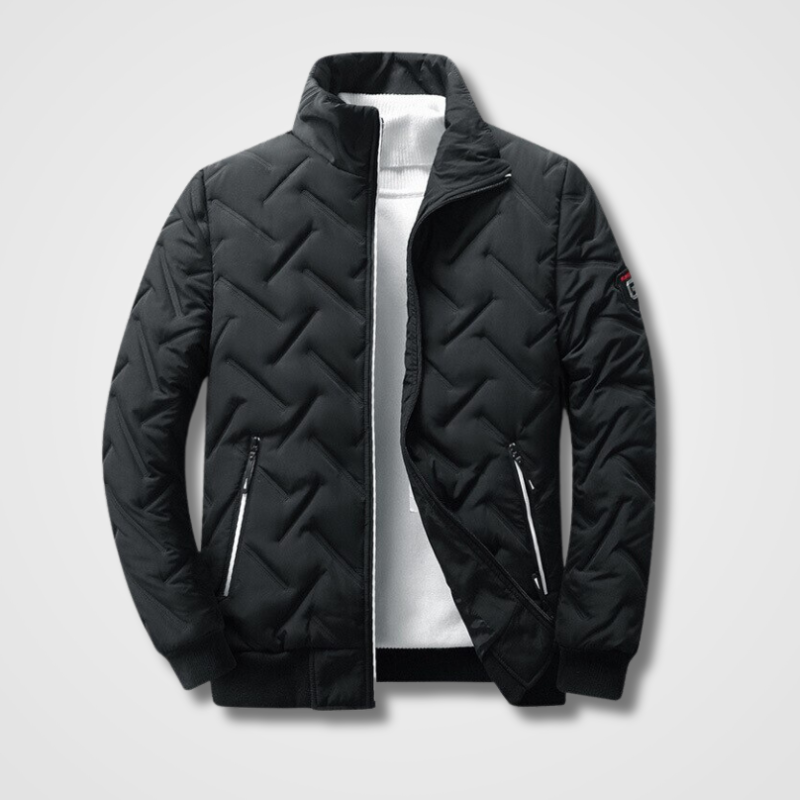 Warm Padded Men's Bomber Jacket with Zip Pockets - BritishElegance