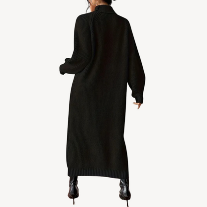 Ribbed Knit Turtleneck Dress for Women