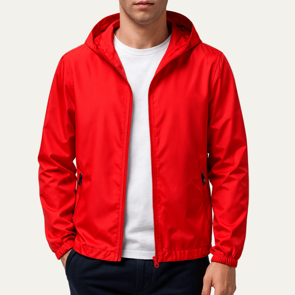 Men’s Lightweight Full Zip Hooded Windbreaker