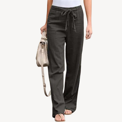 Women's Linen Wide Leg Drawstring Trousers