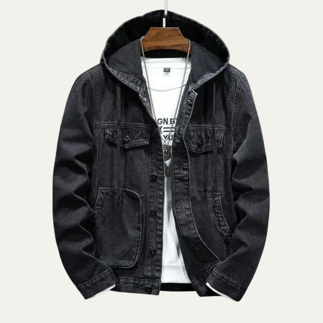 Men’s Hooded Denim Button Jacket