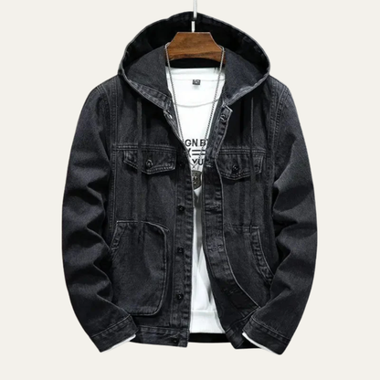 Men’s Hooded Denim Button Jacket