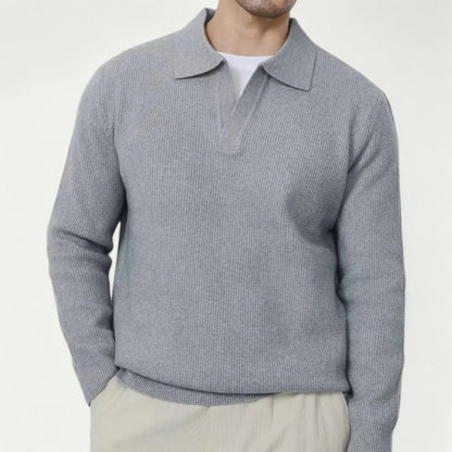 Men’s Ribbed Polo Knit Sweater