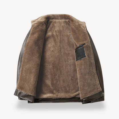 Faux Leather Jacket with Fleece Lining for Men