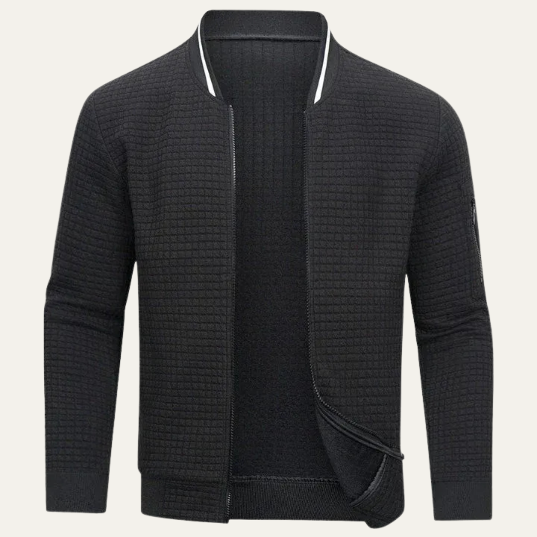 Men’s Textured Quilted Zip Bomber Jacket