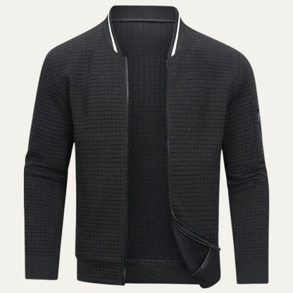 Men’s Textured Quilted Zip Bomber Jacket