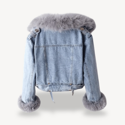 Faux Fur Lined Denim Jacket for Women