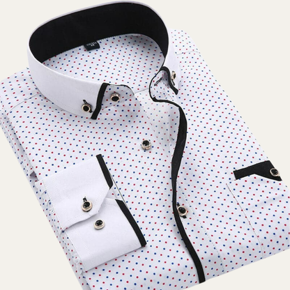 Men’s Micro Pattern Contrast Collar Dress Shirt