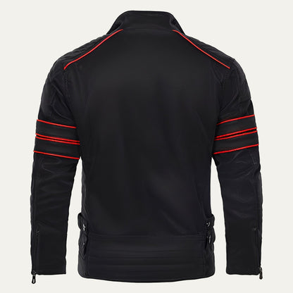 Men’s Stripe Accent Biker Zip Jacket