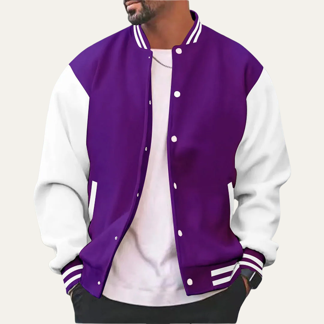 Men’s Classic Contrast Sleeve Varsity Jacket