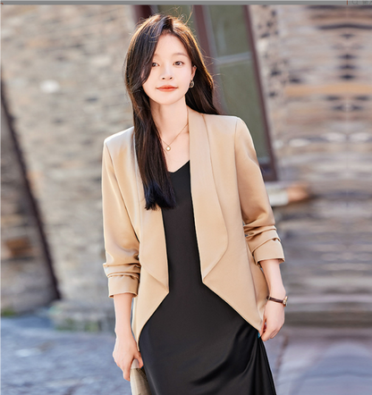 Classic Women's Single Button Open Front Blazer - BritishElegance