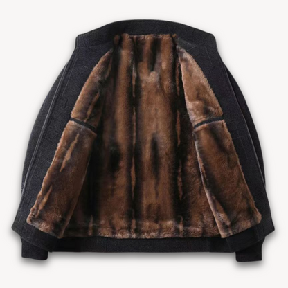 Men's Wool Blend Winter Jacket - Fur Lined, Warm Outerwear