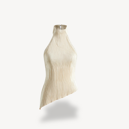 High-Neck Pleated Knit Two-Piece Set Women
