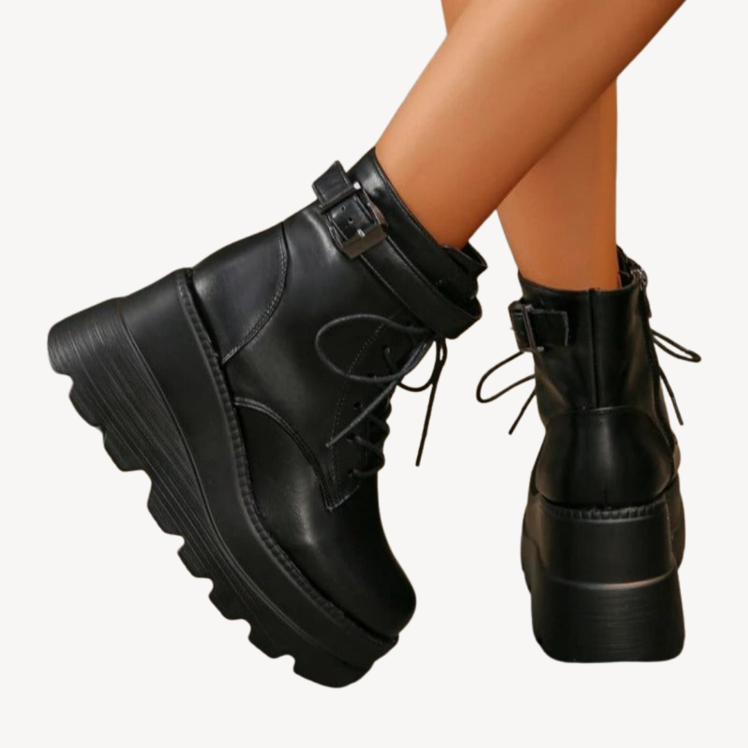 Orthopedic Black Platform Ankle Boots