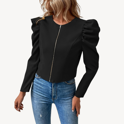Puff Sleeve Zip-Up Jacket Women