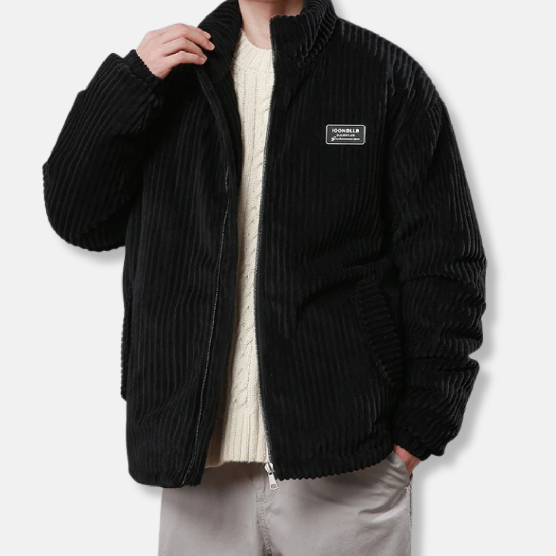 Men’s Jacket – Padded Corduroy – Relaxed Fit – Stand Collar – Elasticated Cuffs