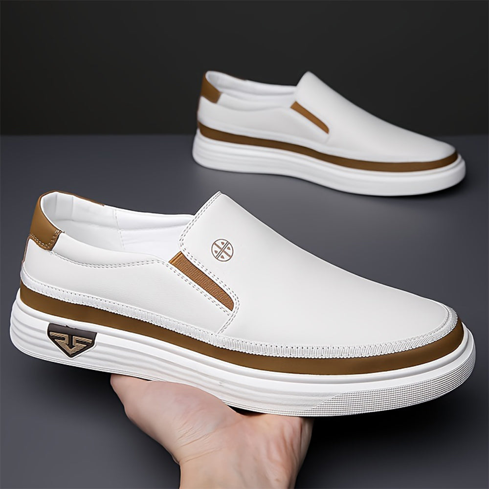 Jackson | Men’s Slip-On Loafers – White Casual Leather Sneakers