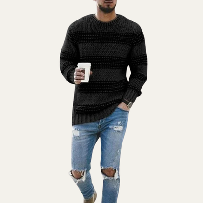 Men’s Chunky Striped Ribbed Crew Neck Sweater