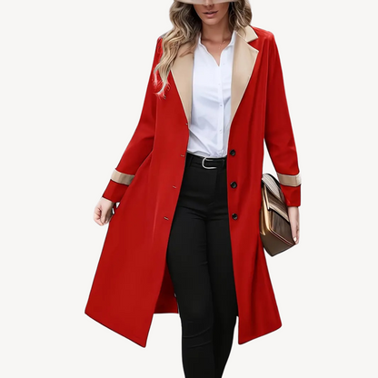 Women's Two Tone Long Sleeve Trench Coat