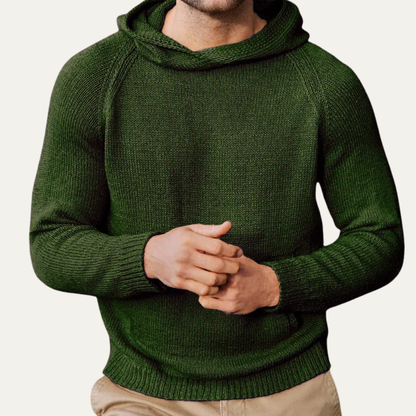 Men’s Ribbed Knit Hoodie With Raglan Sleeves