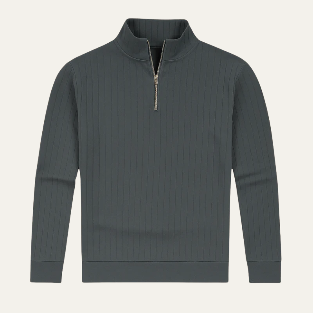 Men’s Mock Neck Quarter Zip Ribbed Sweater