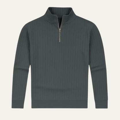 Men’s Mock Neck Quarter Zip Ribbed Sweater