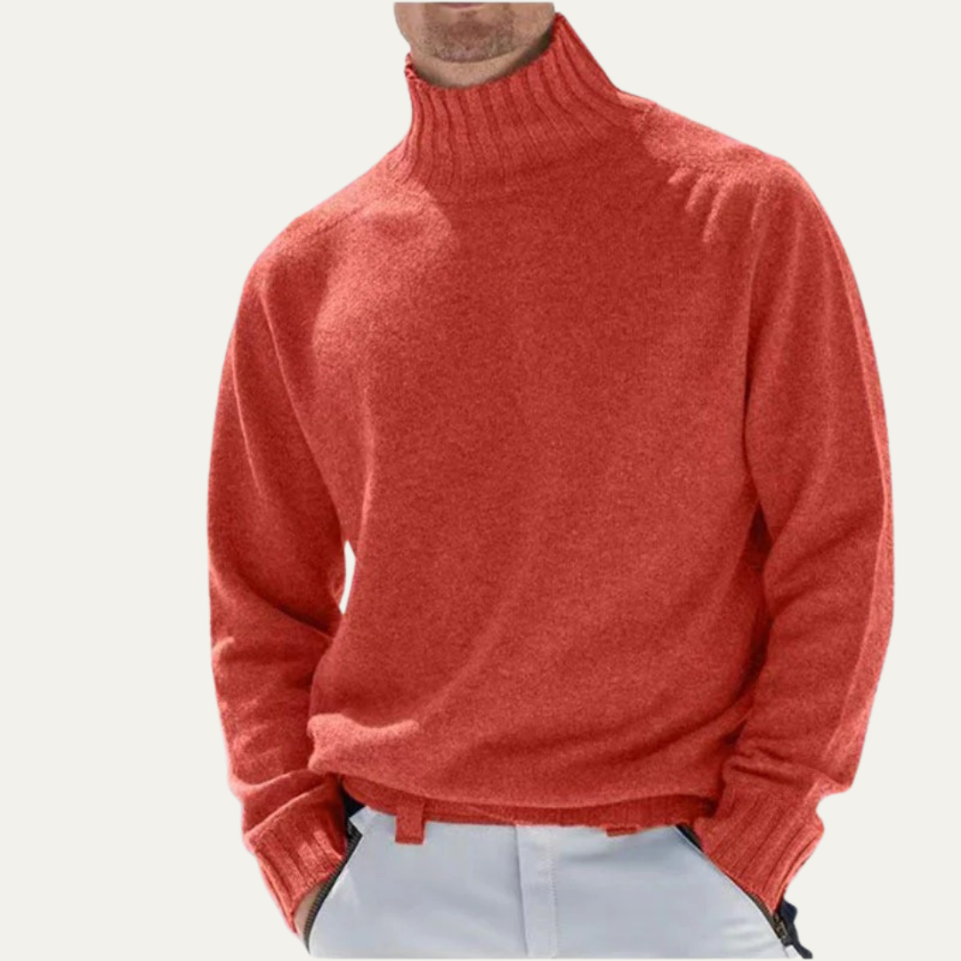 Men’s Ribbed Wool Turtleneck Knit Sweater