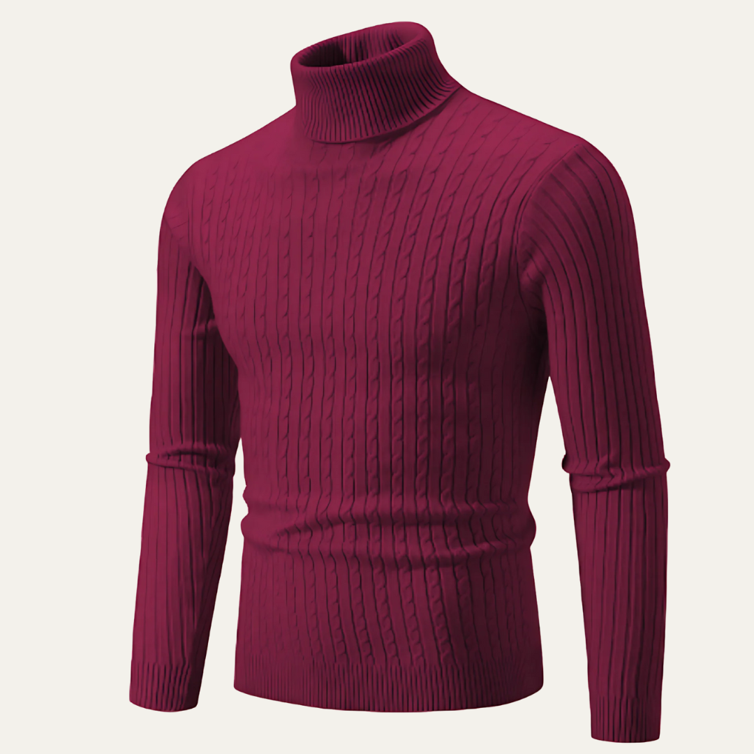 Men’s Slim Fit Cable Knit Turtleneck Sweater