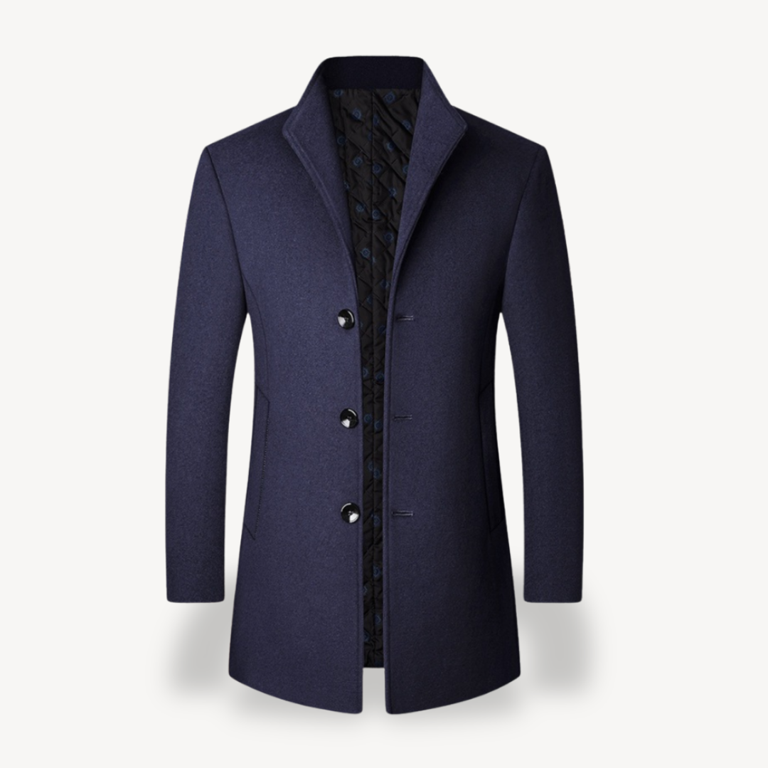 Men’s Grey Wool Blend Overcoat Formal Jacket
