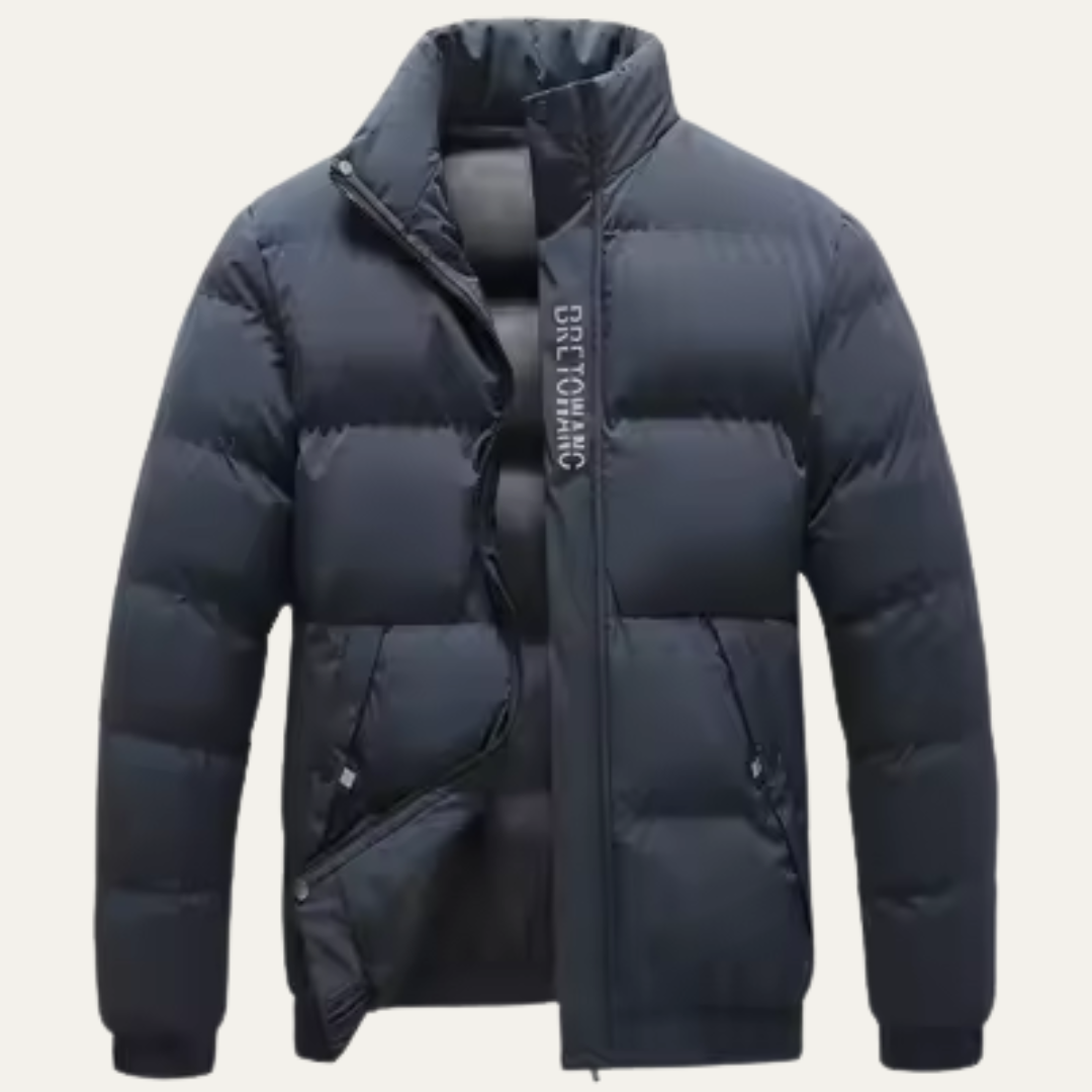 Men’s Stand Collar Insulated Puffer Bomber Jacket