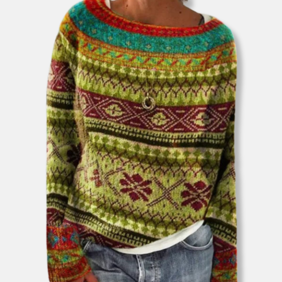 Isla Relaxed Fit Sweater | Ombre Tree Print Casual Sweater
