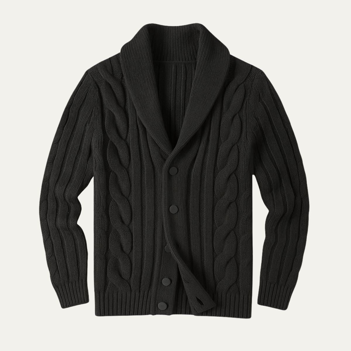 Men’s Cable Knitted Shawl Collar Cardigan