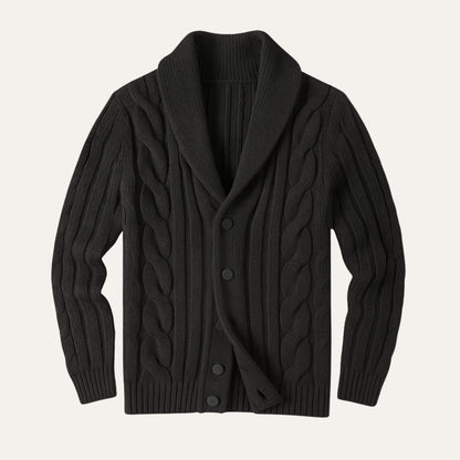 Men’s Cable Knitted Shawl Collar Cardigan