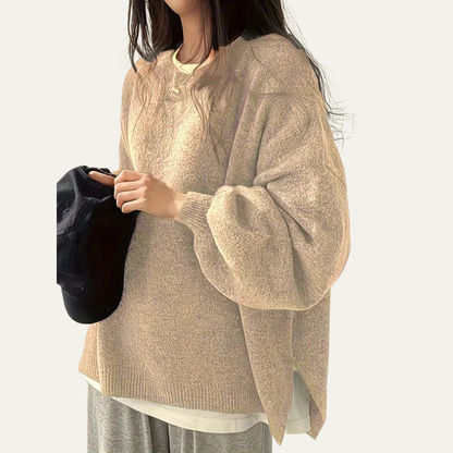 Women’s Relaxed Textured Crewneck Knit Sweater