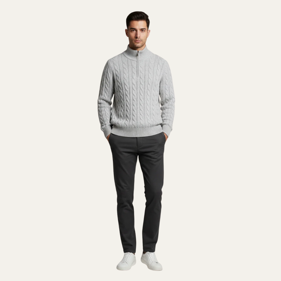 Men’s Cable Knit Fit Quarter Zip Sweater