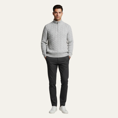 Men’s Cable Knit Fit Quarter Zip Sweater
