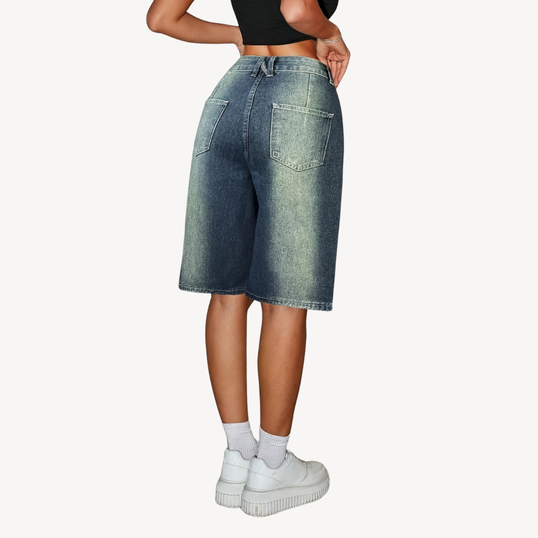 Women's Y2K Denim Bermuda Shorts - Vintage & Comfortable