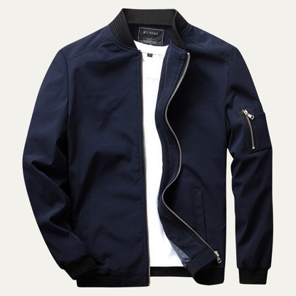 Men’s Casual Bomber Jacket with Sleeve Zip Pocket