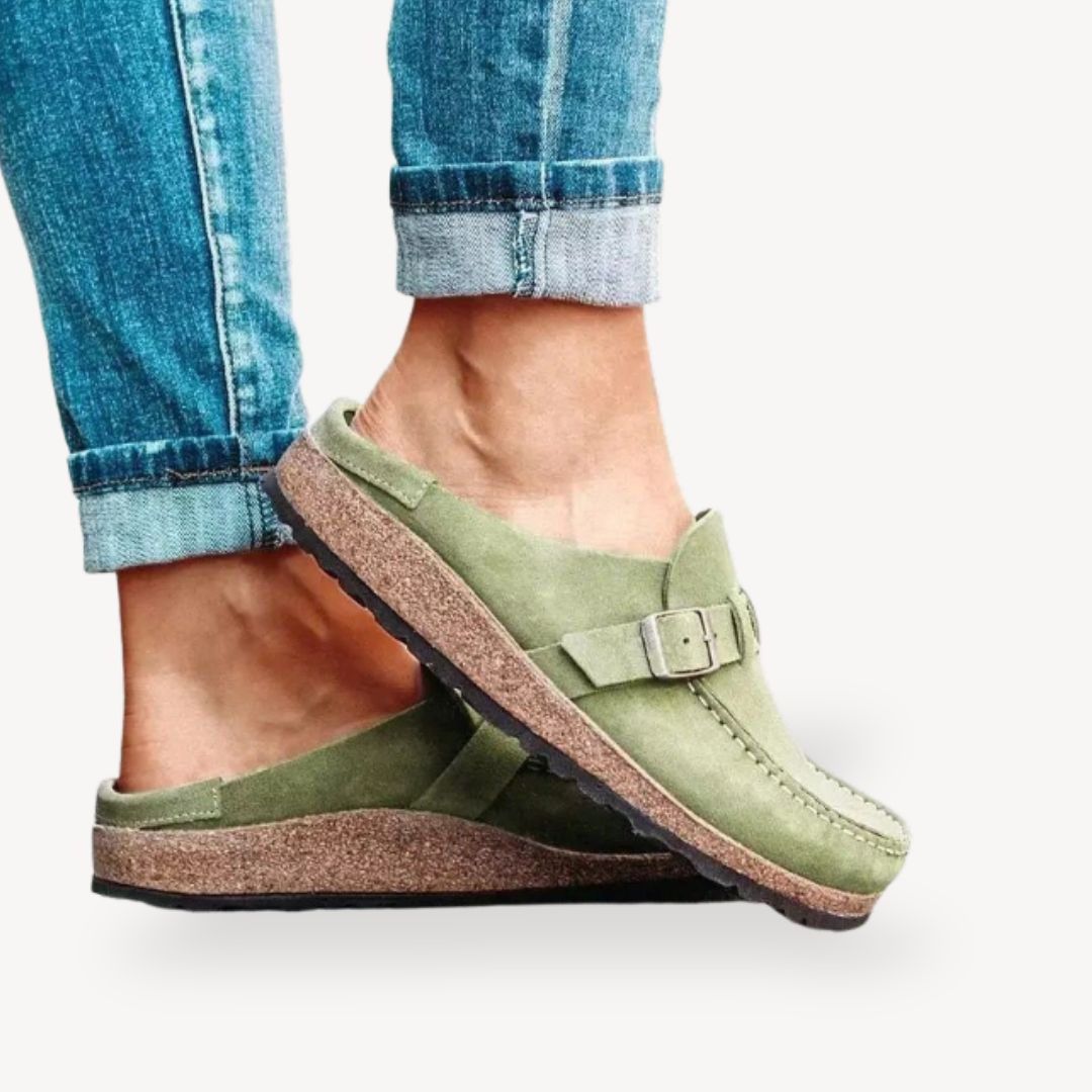 Women's Orthopedic Suede Comfort Buckle Slip-On Clogs