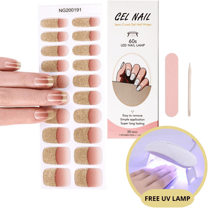 Gel nail sticker set with UV lamp