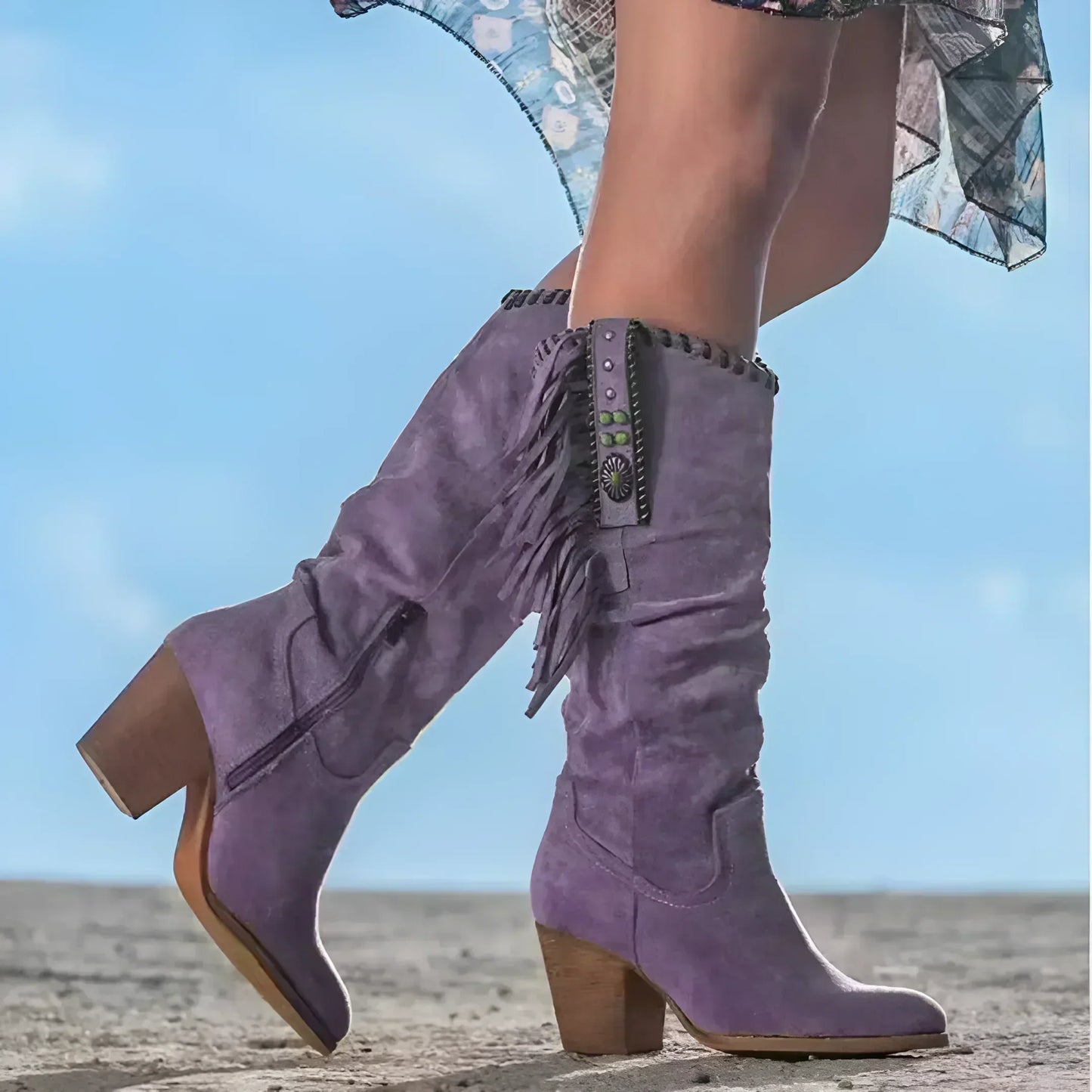 Tall Heeled Western Cowboy Boots for Women