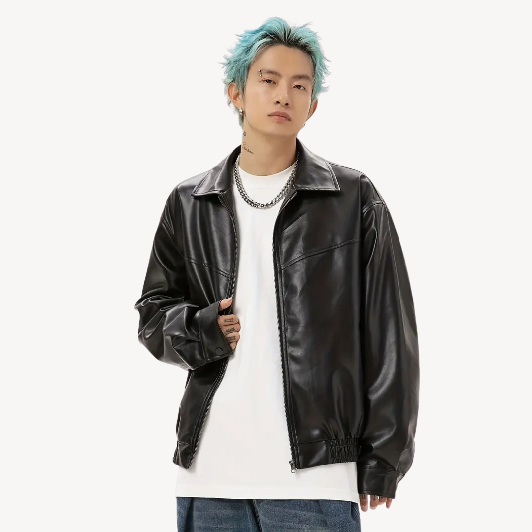 Men's Black Faux Leather Jacket