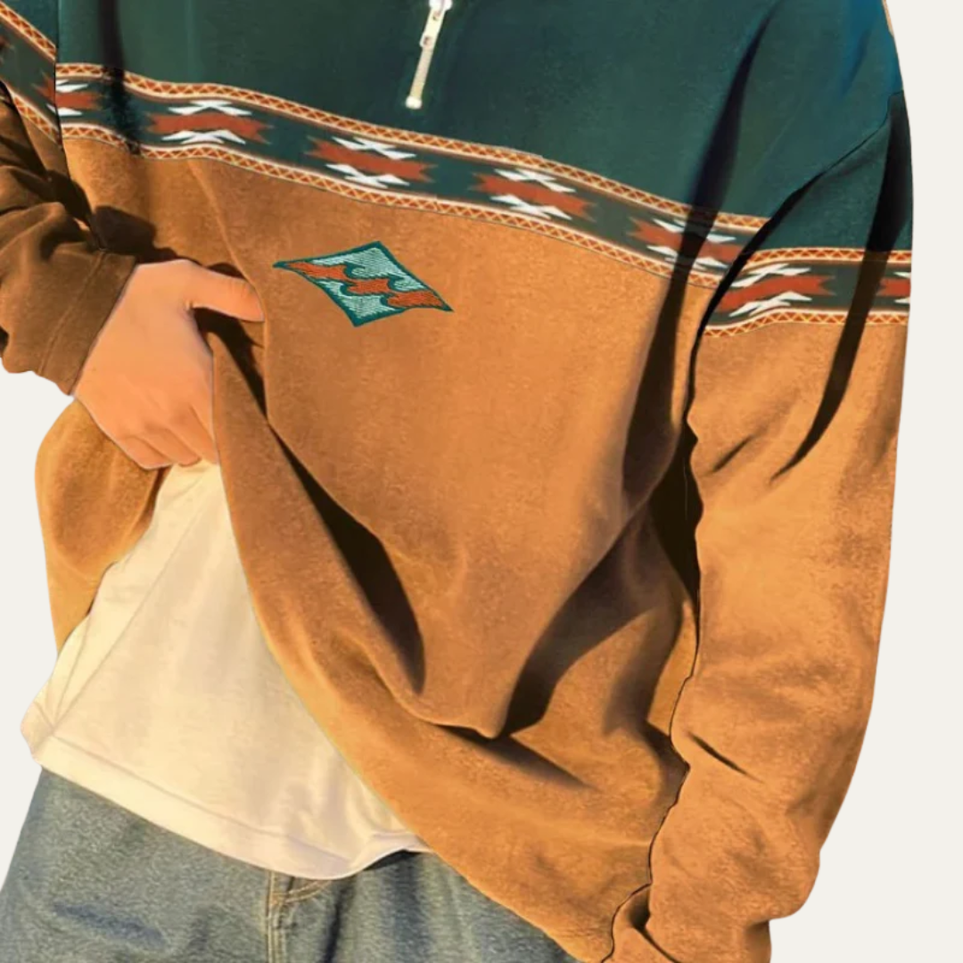 Men’s Color Block Quarter Zip Pullover Sweatshirt