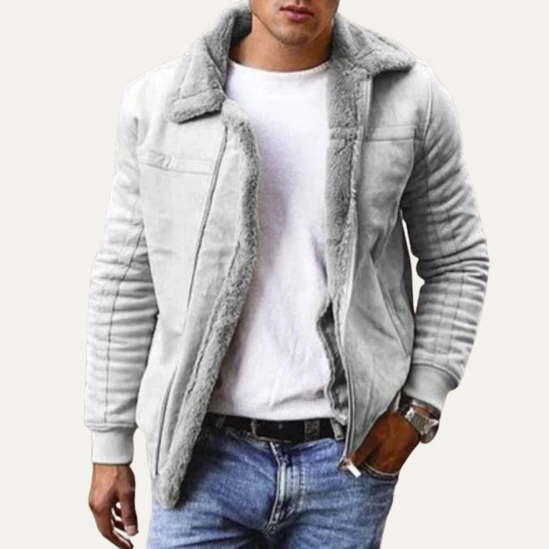 Men’s Shearling Lined Suede Bomber Jacket